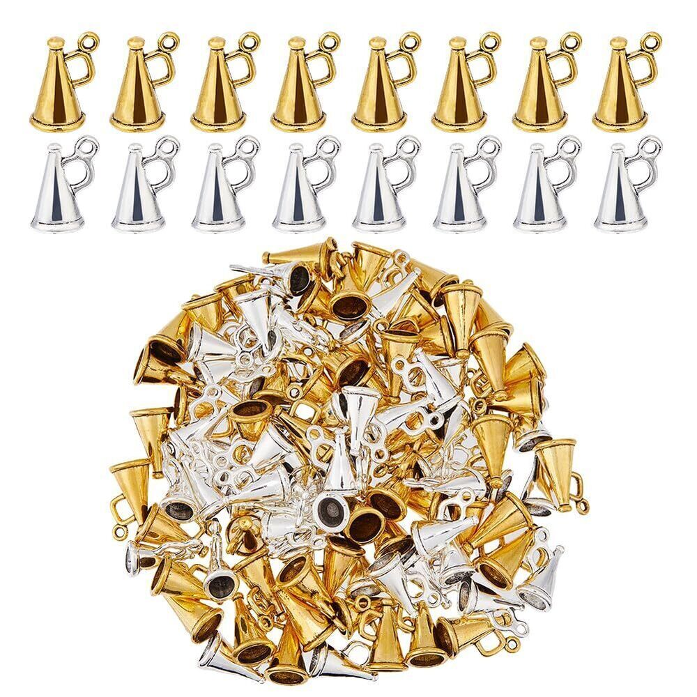 3066 100Pcs 2 Styles Megaphone Cheer Charms Cheerleader Charms Bulk